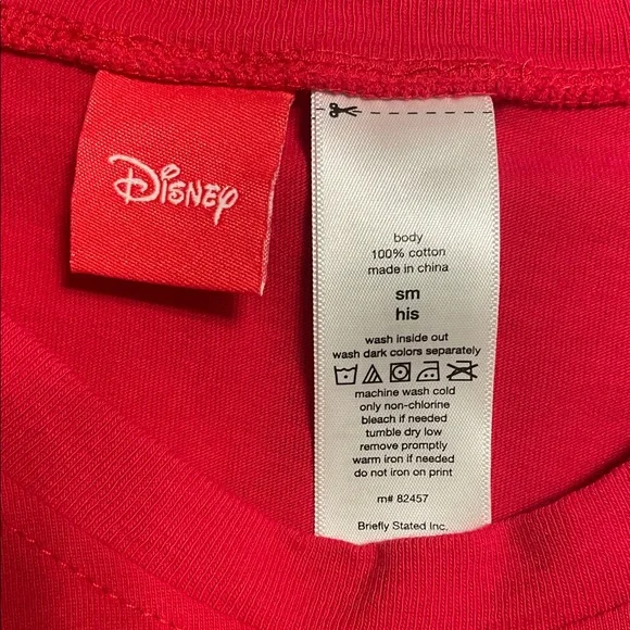 Disney Red Long Sleeve Ladies PJ Shirt with Black Mickey Silhouette - Picture 4 of 5